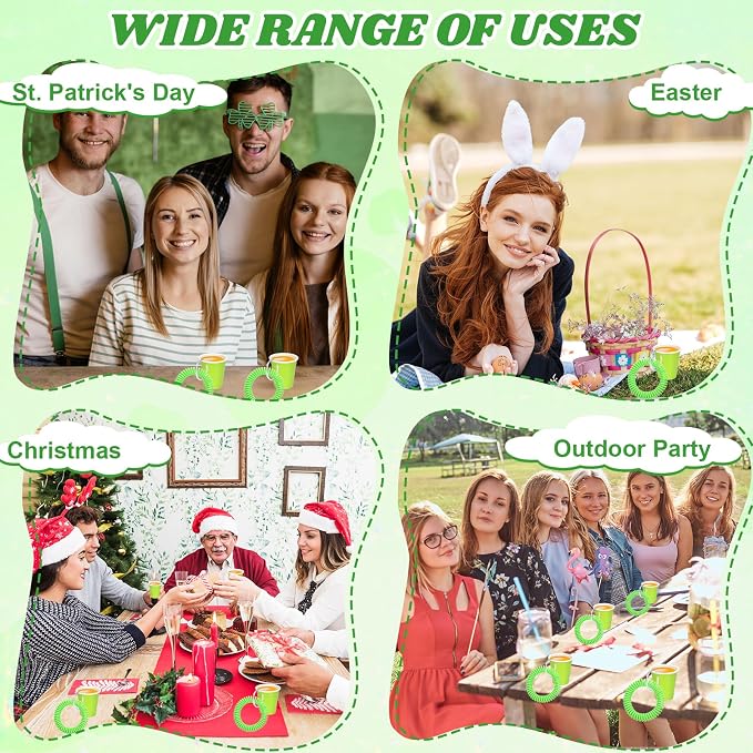 30 Pcs Green Shot Cups with Wristband for Party 2oz Plastic Shot Glasses Bulk Disposable Mini Shot Glasses with Bracelet Wear On Solo Cups for Party Wedding Birthday Baby Shower Graduation