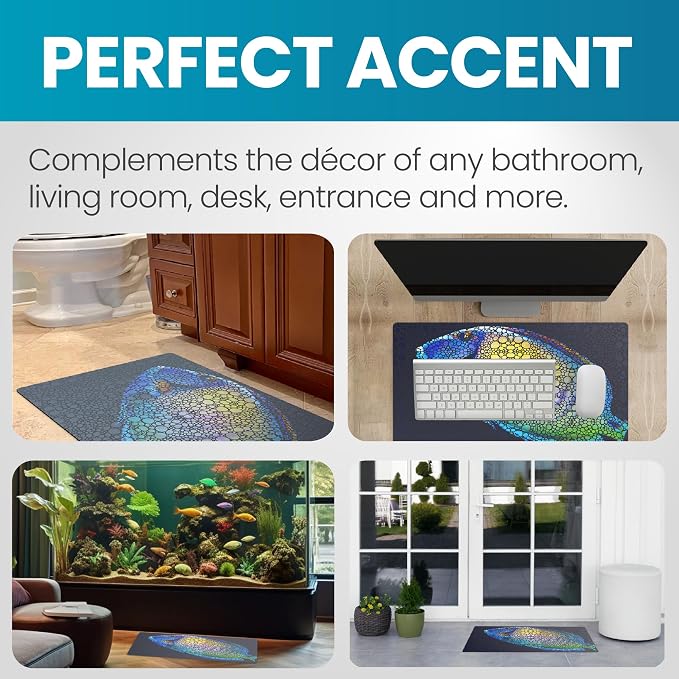 Flipper Aquarium Mat with Tang Artwork – Waterproof and Cushioned for Aquariums, Floor Mat, Desk Pad, and Decorative Gift for Hobbyists