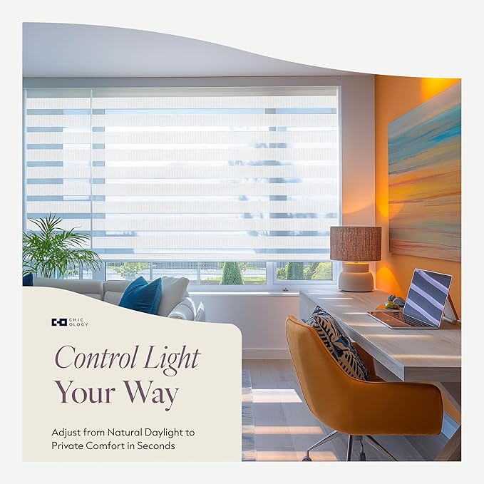 CHICOLOGY Zebra Blinds Cordless Window Shades, Dual Layer Light Filtering Roller Shades for Windows, Sheer Privacy Striped Fabric, Easy Install, 57" W x 72" H, Basic Natural