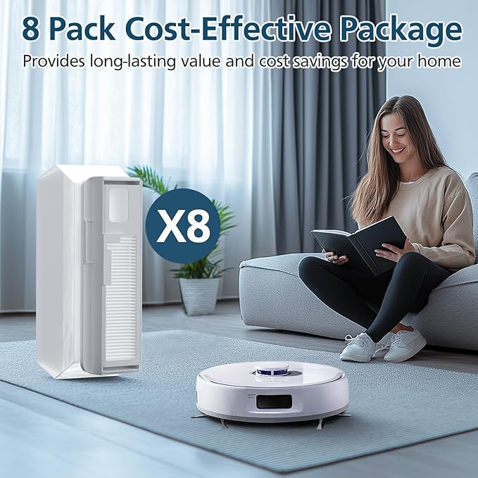 8 Pack Dust Bags for Narwal Freo Pro | Freo X Ultra | Freo X Plus Robot Vacuum, 1L Capacity Disposable Dust Bag Replacement with Built-in Hepa Fil-ter