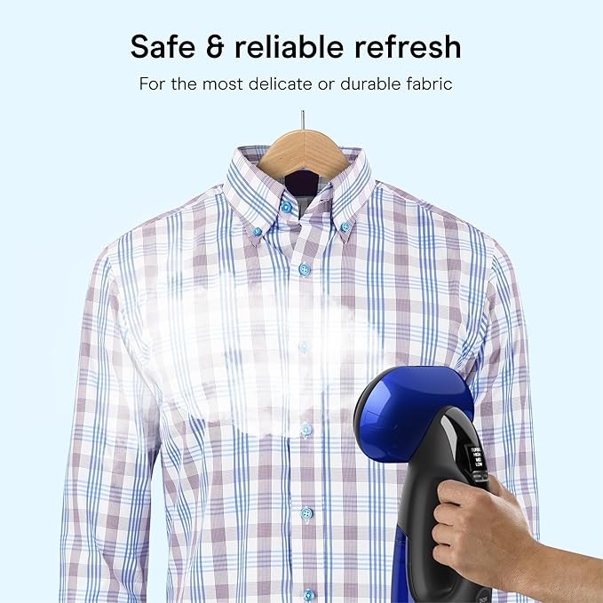 Conair 2-in-1 Handheld Steamer and Iron for Clothes, Turbo ExtremeSteam 1875W Garment Steamer and Clothing Iron,Black / Blue | Versatile Vertical or Horizontal Steam Iron with Smart Sensor and 4 Steam Levels, Blue, GS108L