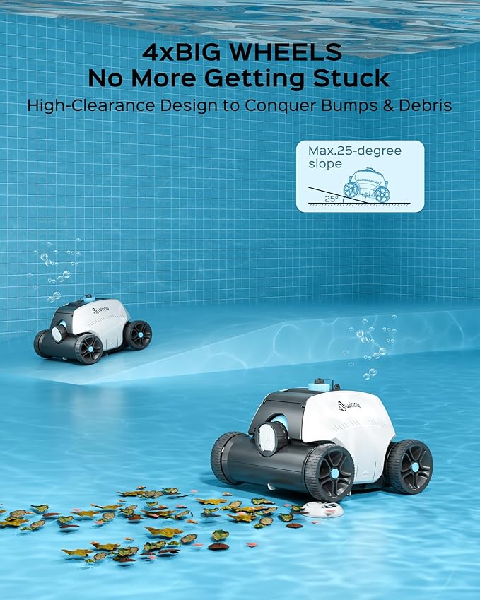 2026Cordless Robotic Pool Cleaner for Above Ground Pools – 6600mAh Battery Delivers 135Mins Running Time & 55W Strong Suction, Auto‑Parking Pool Vacuum with 185μm Filter Basket,1,350 Sq.Ft
