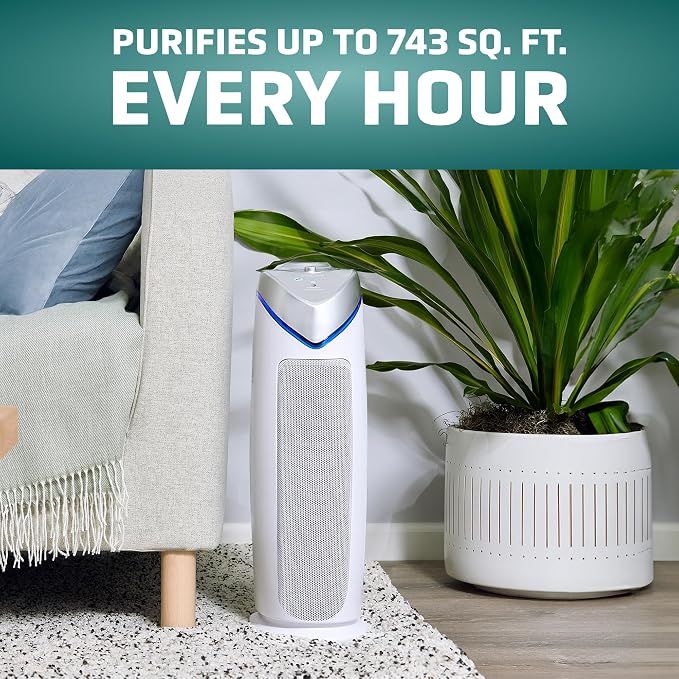 GermGuardian HEPA Air Purifier - Large Room Air Purifier for Bedroom, Office, Dorm, and Home - Filters Pet Dander, Dust, Pollen, Smoke, Scents - AC4825W2PK - 22" Tower - White - 2-Pack