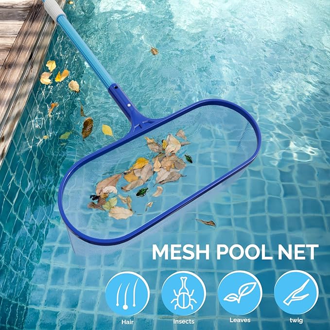 VINGLI 3-in-1 Pool Cleaning Kit, Pools Maintenance Equipment with Pool Net, Pool Brush and SPA Brush, Pool Maintenance Tools for Inground&Above Ground Swimming Pools