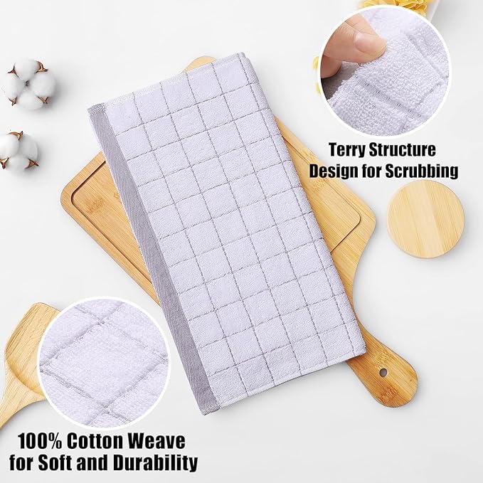 Homaxy 100% Cotton Terry Kitchen Dish Cloths, Ultra Soft and Absorbent Dish Towels for Kitchen, Suitable for Drying and Washing Dishes, 8 Pack, 12 x 12 Inches, Multiple Color