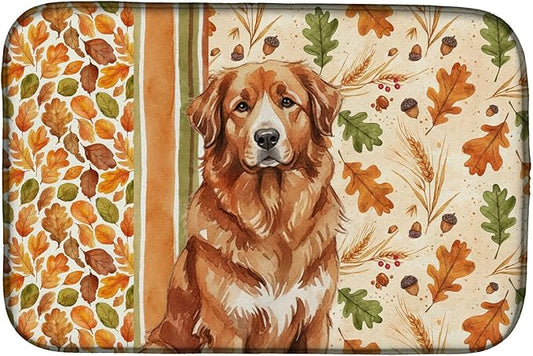 Caroline's Treasures Reddish Brown Great Pyrenees Heirloom Fall Dish Drying Mat Absorbent Dish Drying Mat Pad for Kitchen Counter Dish Drainer Mat for Countertop, 14 x 21", Multicolor