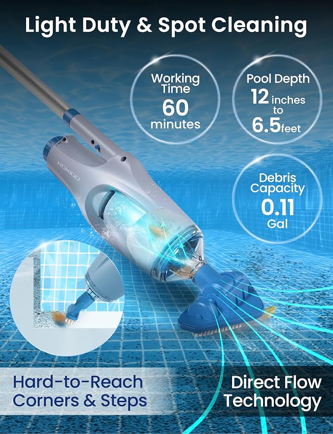KOKIDO 2025 Cordless Robotic Pool Cleaner Bundle Set,15.9GPM Strong Suction, Large Filter Size,Auto Parking, 2X Oversize Debris Inlet, Flat Pools up to 700 sq.ft