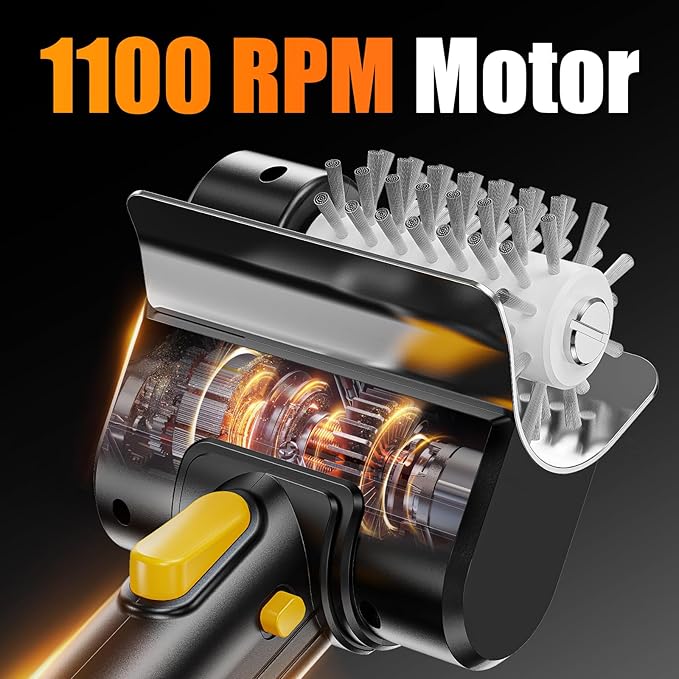 Electric Grill Brush, Heavy-Duty Cordless BBQ Brush with Stainless Steel Bristles, 2000mAh Rechargeable Battery, 1100RPM Motorized Grill Cleaner for Grates, Griddles and Smoker