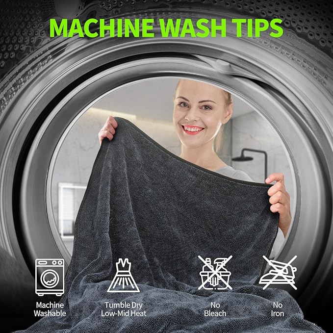 Wontolf Ultra Absorbent Car Drying Towels with Storage Bag, Extra Large Microfiber Towels for Cars, (36" x 24") Drying Towels Car Detailing, Streak Free, No Water Spots, Scratch-Free, 3 Pack