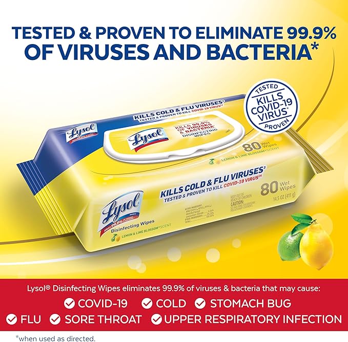 Lysol Disinfecting Handi-Pack Wipes, Lemon and Lime Blossom, 480 Count