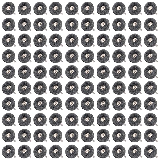 100 PCS Abrasive Buffing Wheels,1 Inch Buffing Polishing Wheel Set for Rotary Tool Accessorie 1/8'' (3mm) Shank, Grey 600 Grits for Metal,Wood, Rust Removal