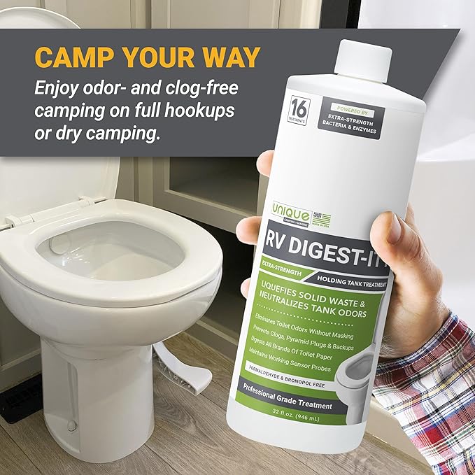 Unique RV Digest-It+, Scrub-It and Clean-It - RV Toilet Treatment and Cleaner, Packaging May Vary