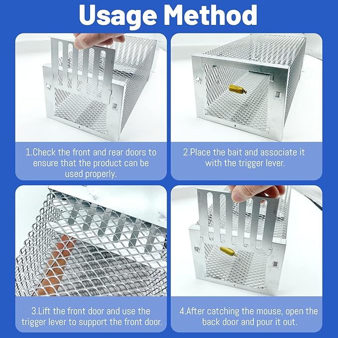 Humane Rat Trap, Automatic Cycle Mouse Trap, No Kill Live Mouse Catch, Mice Trap Cage for Indoor and Outdoor Small Animal - Mouse Voles Hamsters Live Cage Catch and Release (Rat Trap B)