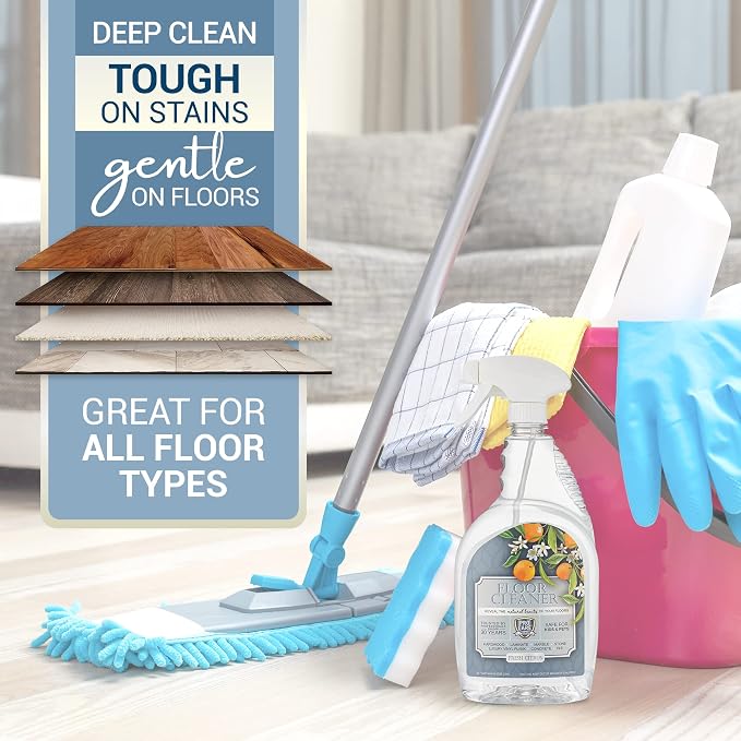 ProCare Citrus Floor Cleaner - Vinyl, Wood, Tile & Laminate Floor Cleaner for Mopping, Cleaning Solution Concentrate Floor Cleaner with Citrus Aroma, 32oz Spray Bottle + 8oz Concentrated Bottle Bundle