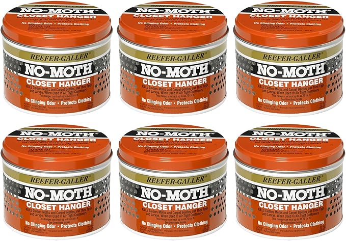 Reefer Galler NO Moth Closet Hanger - Kills Clothes Moths, Carpet Beetles, Eggs & Larvae, 6 Pack