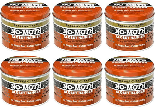 Reefer Galler NO Moth Closet Hanger - Kills Clothes Moths, Carpet Beetles, Eggs & Larvae, 6 Pack