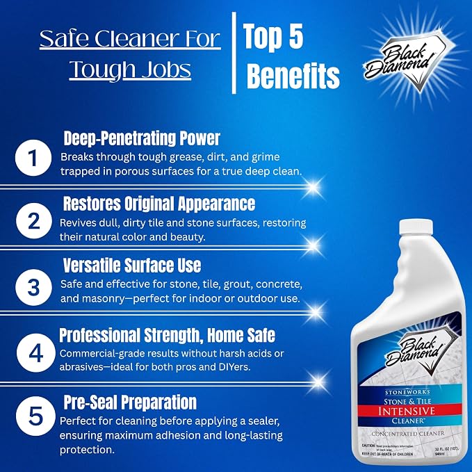 Black Diamond Stoneworks Stone & Tile Intensive Cleaner – Professional Deep Cleaner for Marble, Limestone, Travertine, Granite, Slate, Ceramic & Porcelain Tile – Acid-Free Concentrate (4-Gallons)