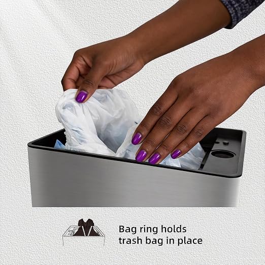 Kitchen Trash Can with Automatic Bag Assist – 8 Gallon Smart Matte Stainless Steel Bin with Motion Sensor Butterfly Lid for Home, Living Room, Bedroom, RV