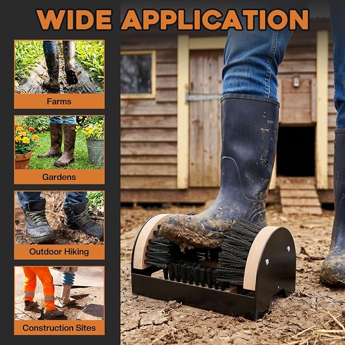 4Pcs Outdoor Heavy Duty Boot Scraper Brush Scrubber Boot Jack Shoe Cleaner Shine Brush with Cleaning Cloth(Style C)