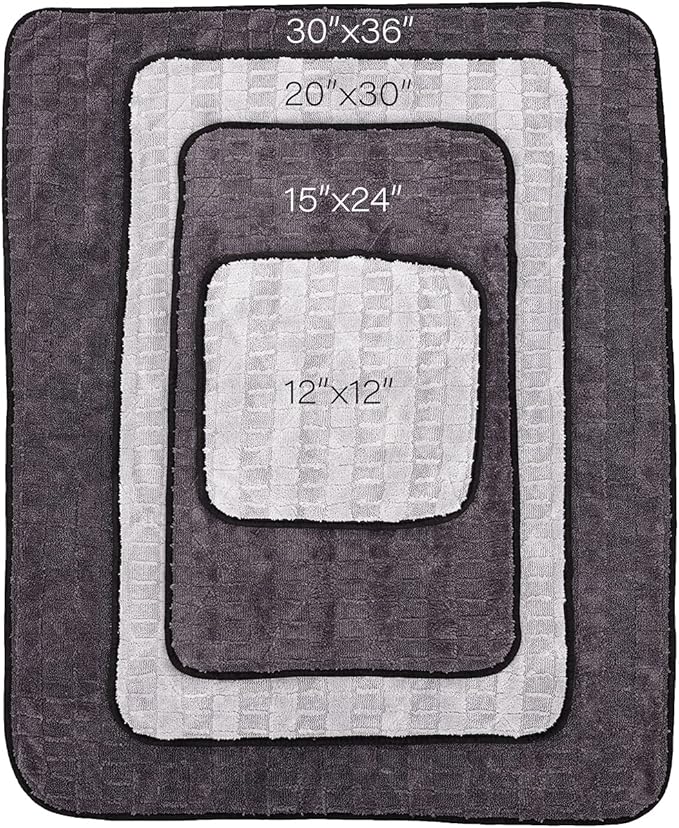 The Rag Company Gauntlet Car Drying Towel, Ultra-Absorbent 70/30 Blend Korean Microfiber, Dries Vehicles Faster Without Scratching, 900 GSM, 30x36 Inches, Ice Grey/Grey, 2-Pack