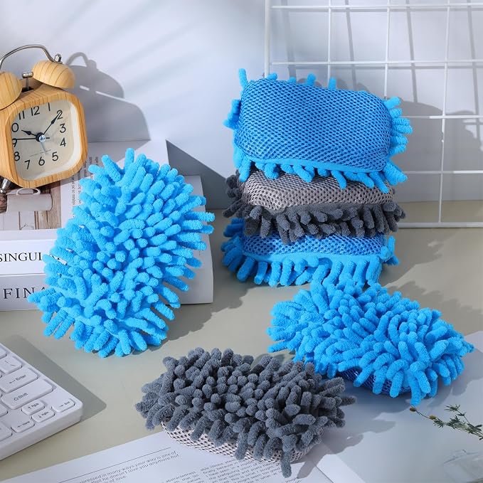 Sherr 18 Pcs Microfiber Shag Magnetic Dry Erase Erasers Washable Whiteboard Eraser Bulk Colorful White Board Eraser for Chalk Markers Home Office Adult(Blue Gray)