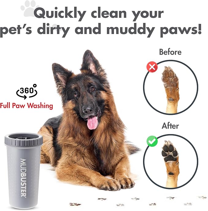 Dexas MudBuster Portable Dog Paw Cleaner, Premium Quality Large Gray Pet Accessory
