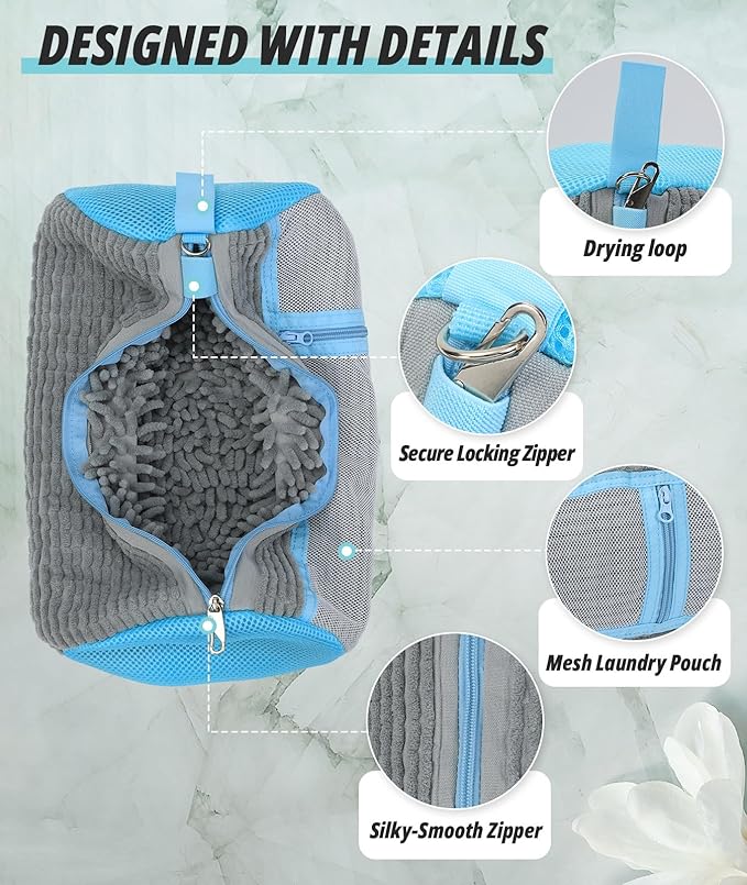 Shoe Washing Machine Bag, 2 Pack Shoe Cleaning Bag for Washer and Dryer, 360° Deep Cleaning Reusable Shoes Laundry Bags for Sneakers with Zipper Protection and Side Mesh Pouch, Gray