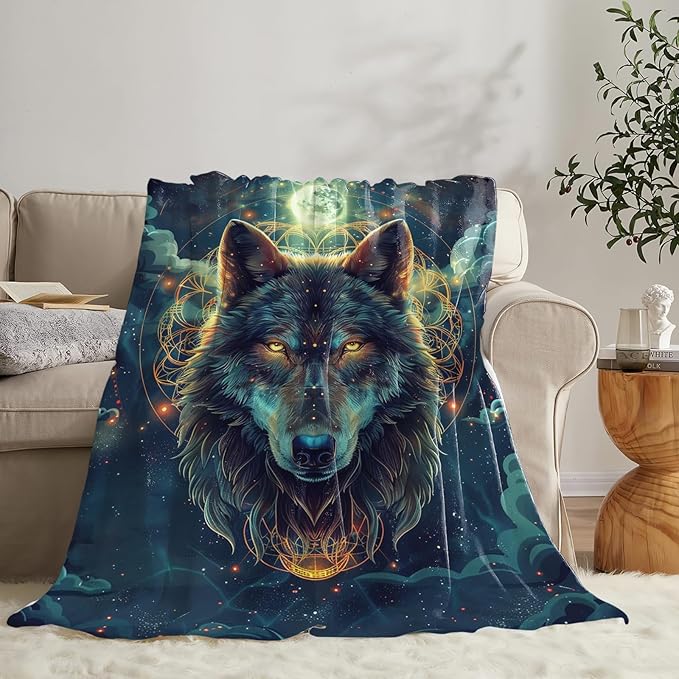 Tijuboni Wolf Throw Blanket Wolf Gifts for Girls Boys Women Men Kids Adults Soft Flannel Fleece Blanket for Couch Sofa Bed Home Decor 40"x50"