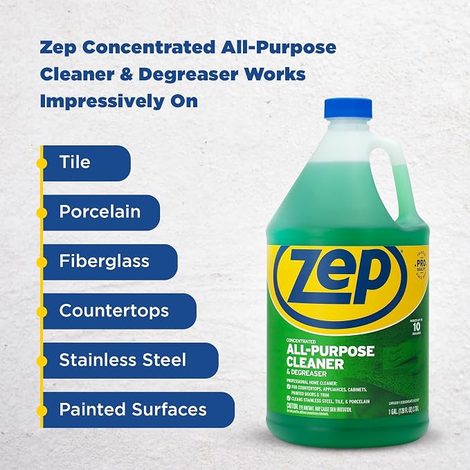 Zep All-Purpose Cleaner and Degreaser, 128 oz, Pack of 2 | Customizable Strength for Any Cleaning Task, ZU0567128,