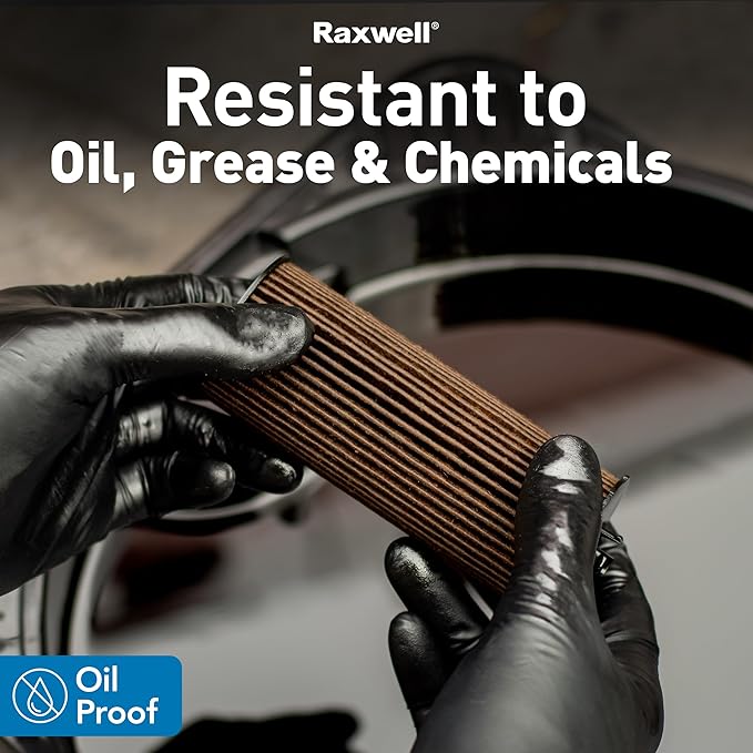 Raxwell Disposable Nitrile Gloves - Food Grade Heavy-Duty Puncture Resistant Black Gloves for Cooking & Food Service