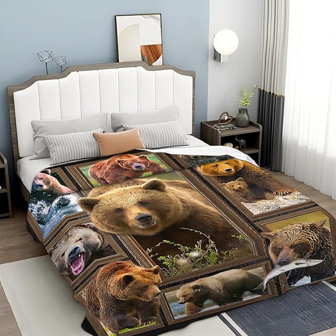 Tijuboni Bear Throw Blanket Bear Gifts for Girls Boys Women Men Kids Adults Soft Flannel Fleece Blanket for Couch Sofa Bed Home Decor 40"x50"
