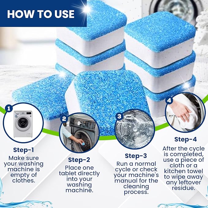 72 Tablets Combo Pack – 48 Dishwasher & Washing Machine Cleaner Tablets + 24 Garbage Disposal Cleaner & Deodorizer Tablets- Removes Limescale, Buildups and mineral deposits