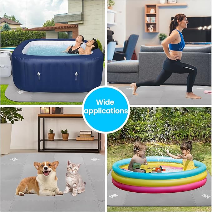 85IN Hot Tub Mat for Inflatable Tub,1/4" Thickness Square-Shaped Hot Tub Pad Foundation, Upgraded Thickened Eva Foam Padding for Outdoor Hot Tubs