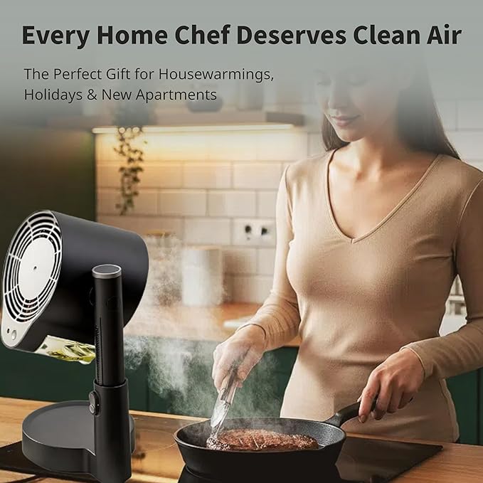 Portable Range Hood - Desktop Kitchen Exhaust Fan Extractor, Ductless Mini Smoke Airhood for Indoor Cooking, RV Camper Cooktop Absorber, Air Vent Filter System, 3-Speed Smokeless Fans
