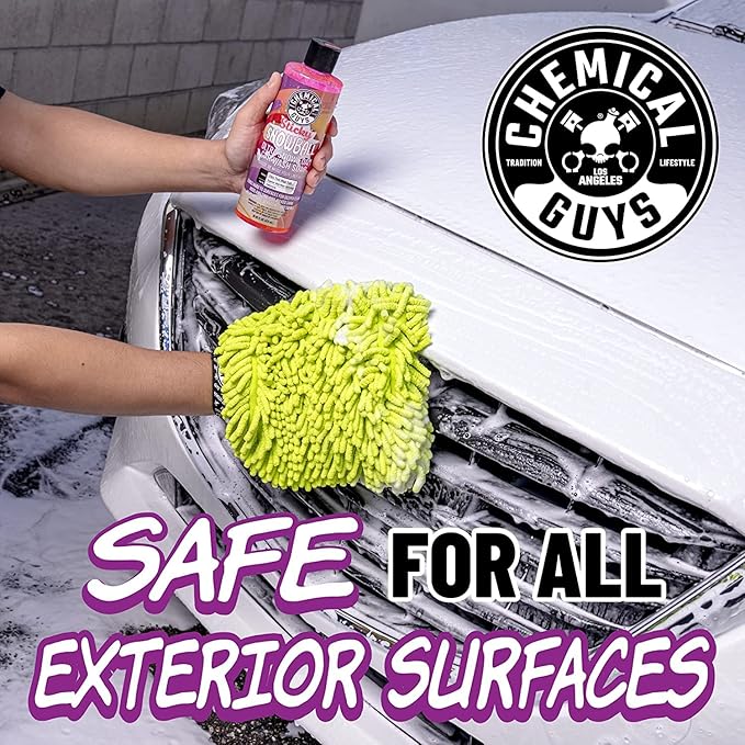 Chemical Guys CWS215M Car Wash Starter Bundle - Sticky Snowball Ultra Snow Foam Car Wash Soap, 128 oz (1 Gallon) Cherry Scent + Chenille Wash Mitt (2 Items) Works on Cars, Trucks, SUVs, RVs & More