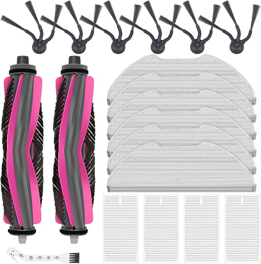19 Packs Accessories Kit for Eureka E20 Evo Plus (NOT for E20 Plus) Robot Vacuum Cleaner, 2 Rubber Brushs, 4 HEPA Filters, 6 Mop Pads, 6 Side Brushes, 1 Cleaning Brush