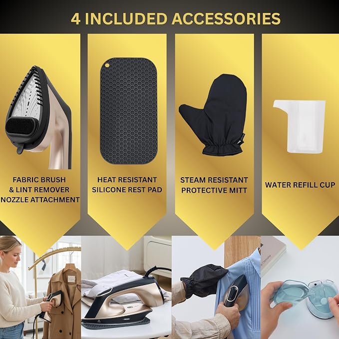 True & Tidy DuoPress XL 2-in-1 Clothes Steamer & Iron, 1600W Powerful Turbo Steam, Large Ceramic Plate, Smart Temperature Control, 3 Steam Modes
