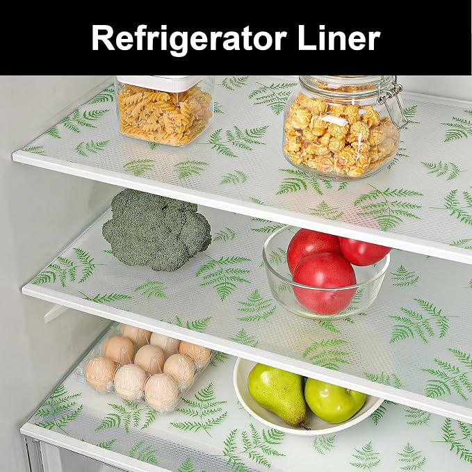CooyesFridge Liners Shelf Liner for Kitchen Cabinets Refrigerator Liners Waterproof & Oil-Proof Kitchen Cupboard Liner Non Adhesive Drawer Mats EVA Material for Shelves（11.8" W x 360" L）