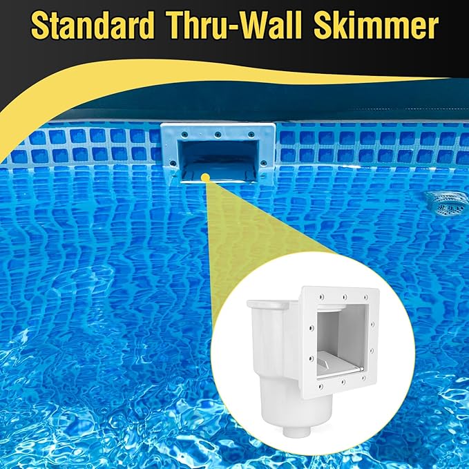 Above Ground Pool Skimmer Kit, Standard Thru-Wall Skimmer, Pool Wall Skimmer, Complete Above Ground Pool Skimmer Box System (White)