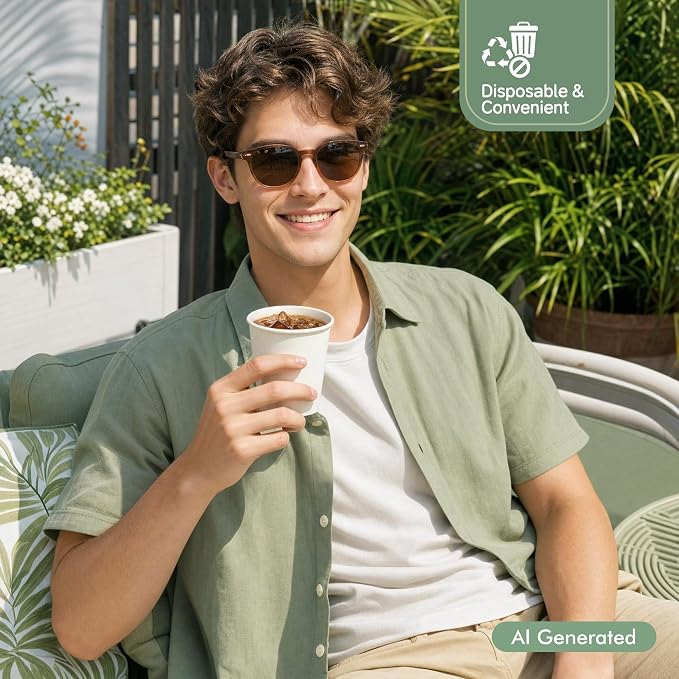 Coffee Cups 8 oz 400 Pack, Disposable Paper Cups 8 oz, White Paper Hot Coffee Cups Suitable for Party, Picnic, Travel, and Events