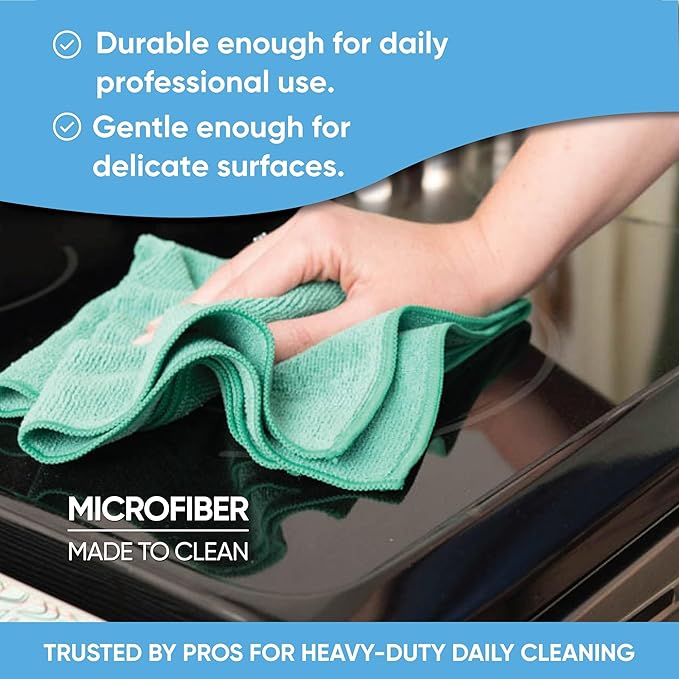 Bulk 12” X 12” All Purpose Microfiber Towels Wholesale - Case Quantity (400 Count) | No Fraying | High Density Microfiber | Zero Chemical Cleaner | Long-Lasting (Black)