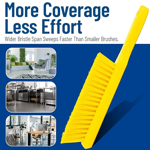 SPARTA 8 Inch Soft Counter Brush with Polyester Bristles and 5 Inch Handle, Color Coded Handheld Broom for Tables Countertops and Foodservice Surfaces, 13 Inch Overall Length, Yellow