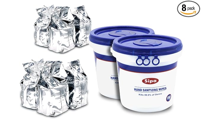 SIPA Hand Sanitizing Wipes 250 WIPES/BUCKET will Refills (2 BUCKETS 6 REFILLS)