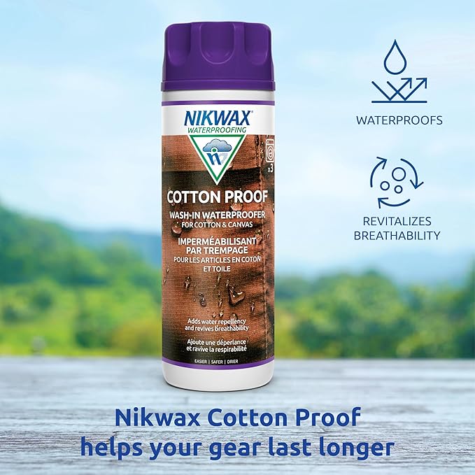 Nikwax Cotton Proof, 1000ml, Waterproofing for Cotton, Polycotton, and Canvas, Adds Water Repellency