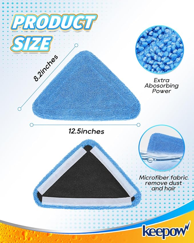 KEEPOW 4+10 Pack Reusable Steamer Mop Pads, Compatible with Wagner 905e, 915e and 925e Steamers(Mop is Not Included)