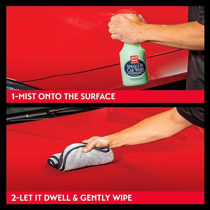 Griot's Garage Spray-On Car Wash for Vehicle Cleaning and Detailing, Rinseless and Waterless, No Hose and Bucket Needed, With Carnauba Wax Protection, 10984, 22oz