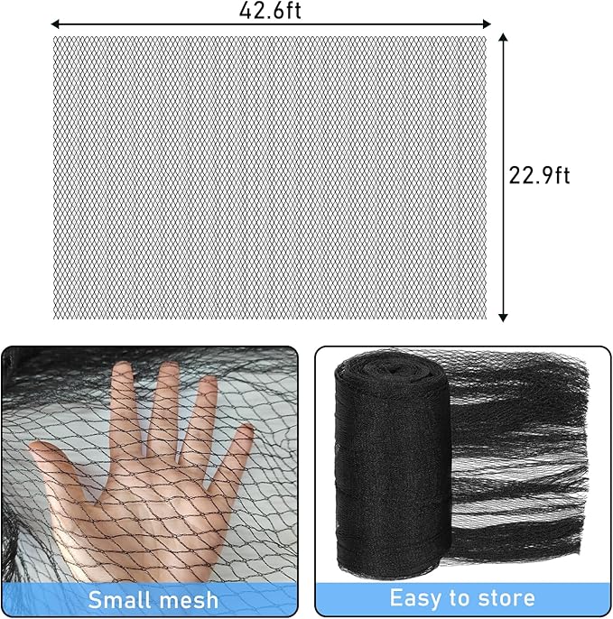23 x 42.5 Feet Pool Leaf Net Cover Inground Pool Cover Rectangle Swimming Pool Cover Mesh Pool Cover for 20 x 40 ft Inground Swimming Pool, Keeps Leaves Out of Your Pool (Black)