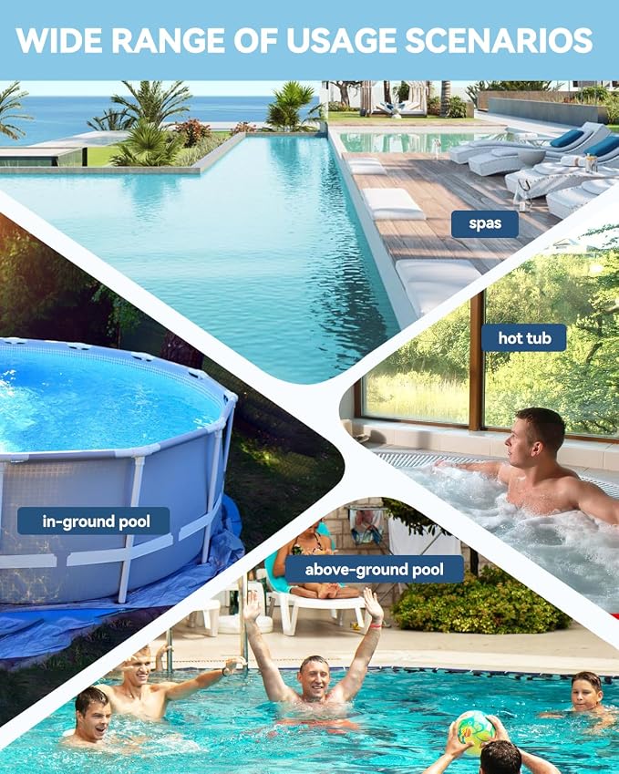 Great Shark Cordless Pool Vacuum with Remote Power Switch, 1.8m Telescopic Pole, 75 Min Runtime, 18 GPM Suction, Handheld Pool Vacuum for Above Ground & Inground Pools, Spa & Hot Tub