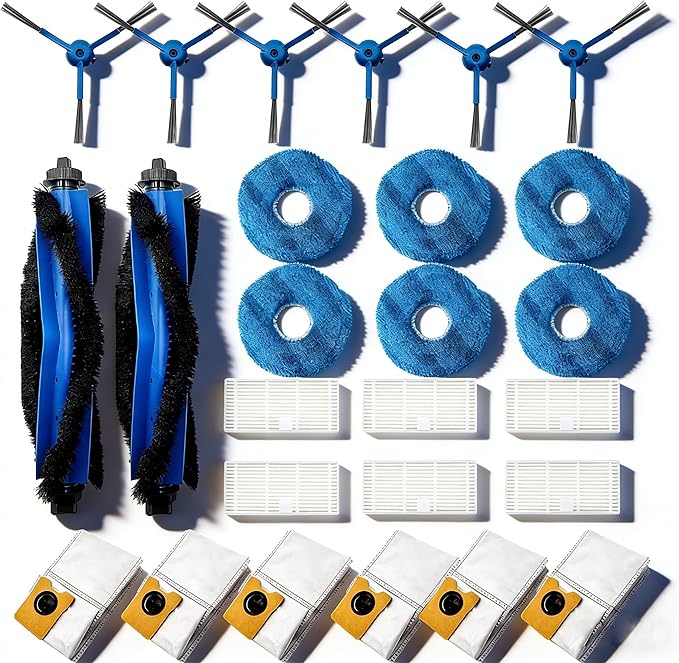 26-Pack Big Accessories Kit For Eufy Omni C20, Replacement Parts include 2 Main Brush, 6 Side Brushes, 6 Dust Bags, 6 Mop Pads, 6 Washable Filters