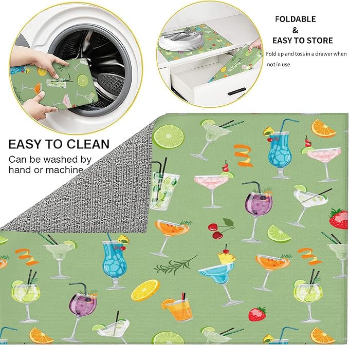3Pcs Cocktail Dish Drying Mat & Kitchen Sink Splash Guard Faucet Mat For Kitchen Counter Absorbent Microfiber Dishes Pad Dish Drainer Rack Mats Fast Dry Kitchen Accessories